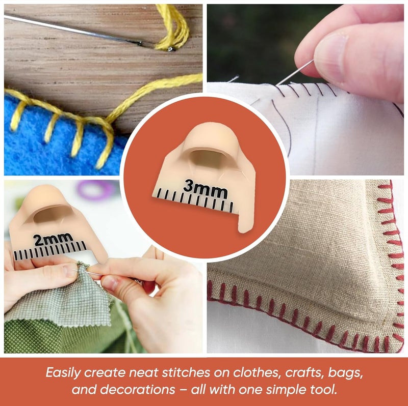 HarMomentum Edge Stitch Lock and Sewing Gauge-Sewing Gauge-Edge Sewing Lockranding Tool-Needle Gauge Quilting Ruler for Straight & Curved Seams for Beginners,Professional Sewers - 2/3/4 Mm, 3 Pcs,Plastic (Beige) - Image 4